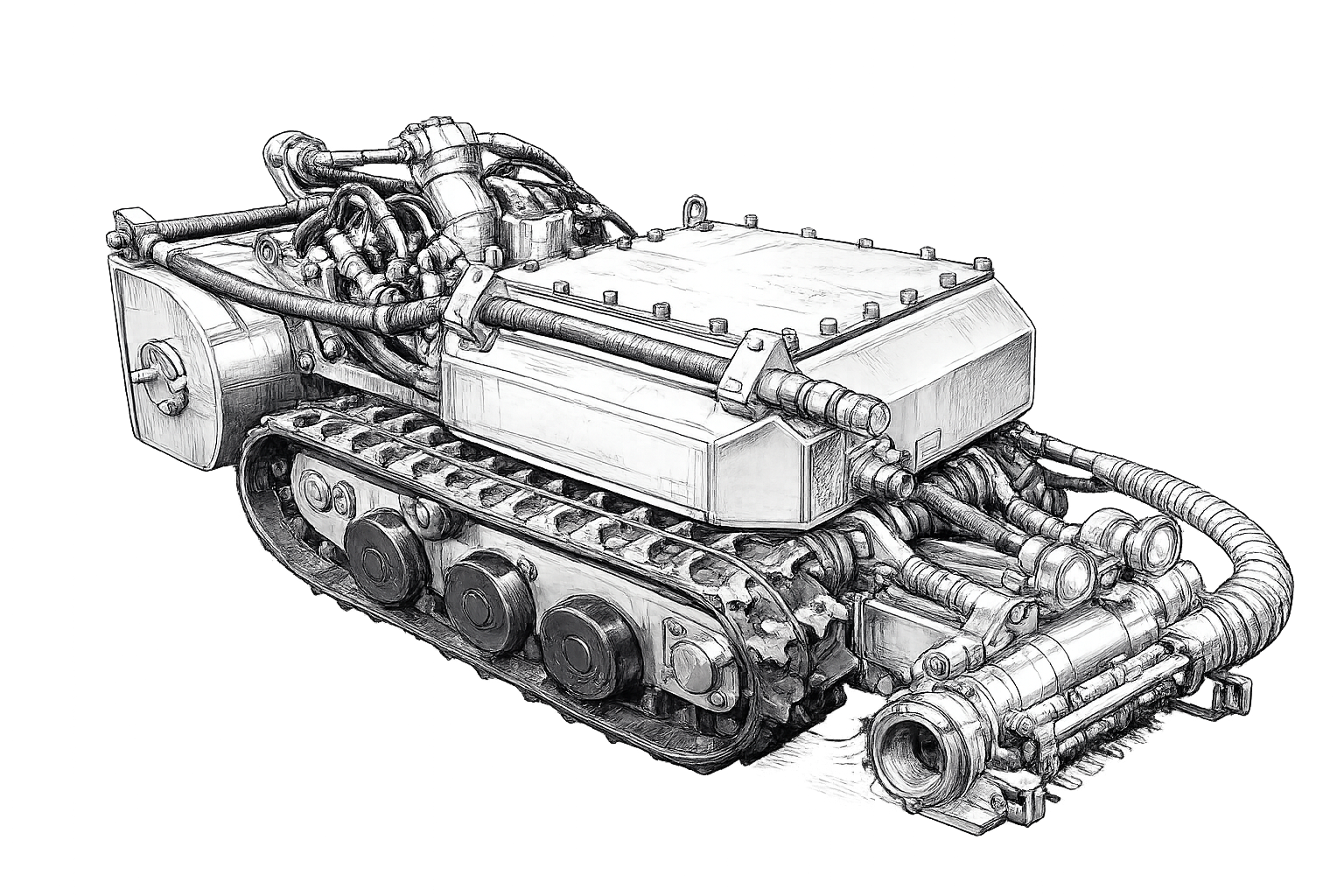 Technical illustration of a dredging robot