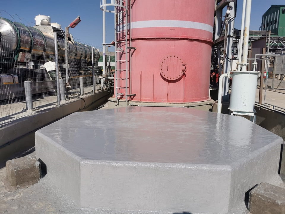 Finished acid-resistant lining at storage facility