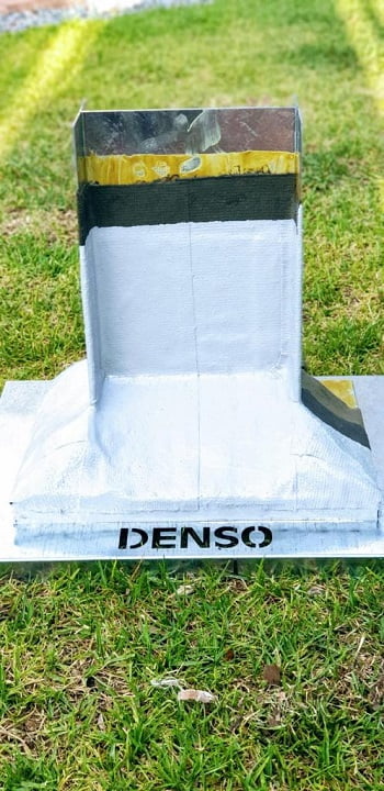 Denso-wrapped baseplate sample showing finished protection layers