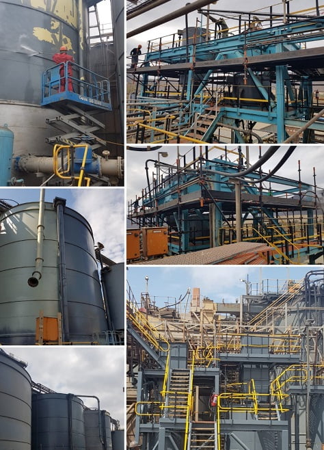 Composite of plant tankage, pipework and structural steel coating projects