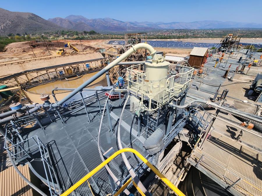 Aerial view of recoated processing platform and equipment at mine site