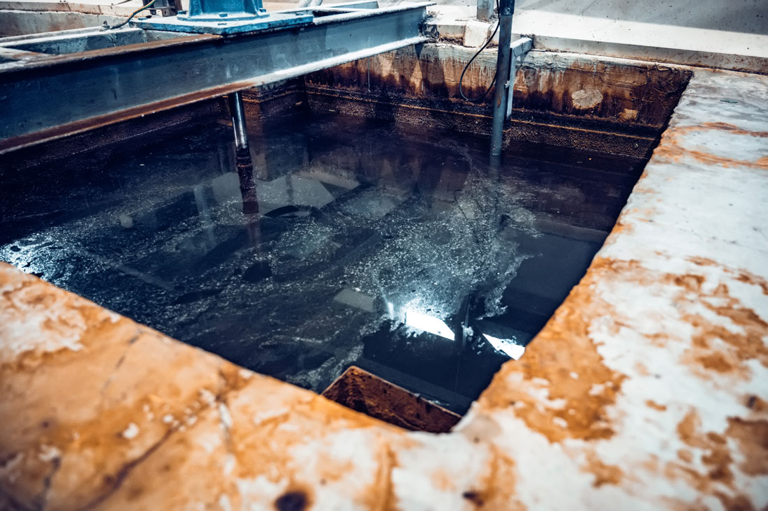 Industrial sludge tank ready for robotic cleaning